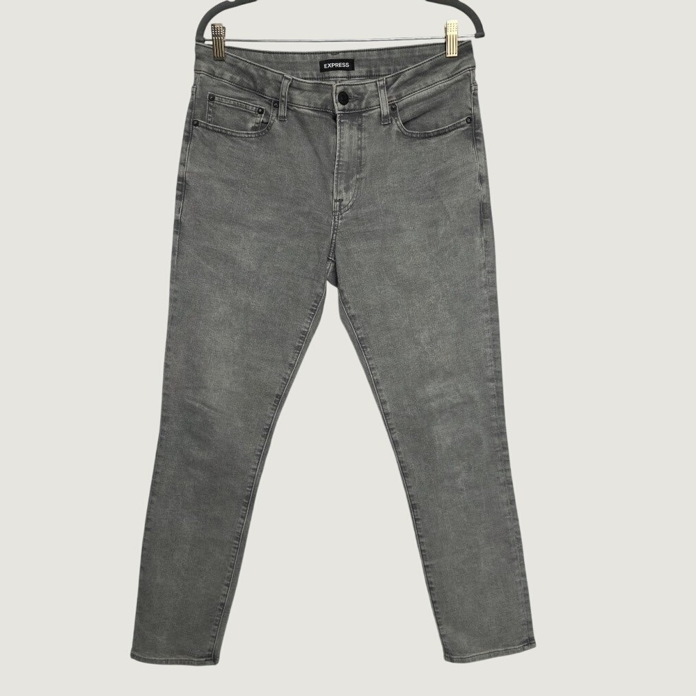 Express Slim Fit Jeans Mens 31x32 Gray Denim Casual Pants
